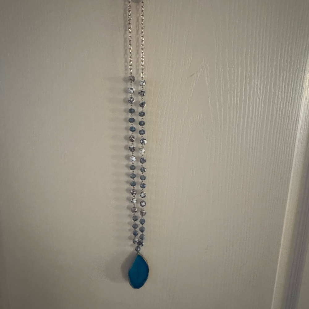 Blue and White Beaded Necklace - Picture 2 of 2